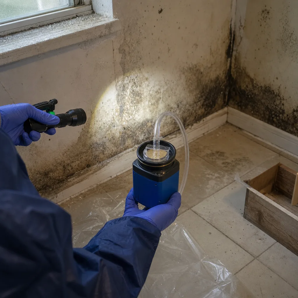 professional performing mold remediation and air quality testing
